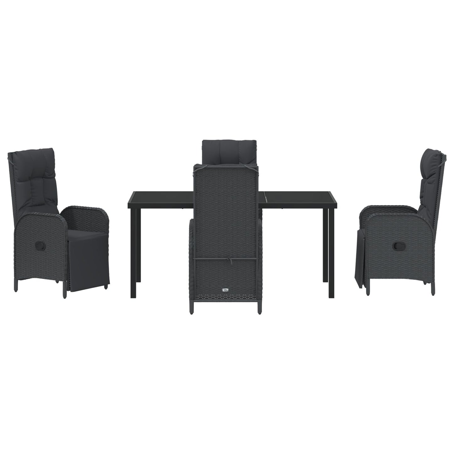 5-Delige Tuin Eet Set Met Kussens Zwart Poly Rattan