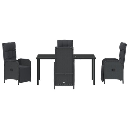 5-Delige Tuin Eet Set Met Kussens Zwart Poly Rattan