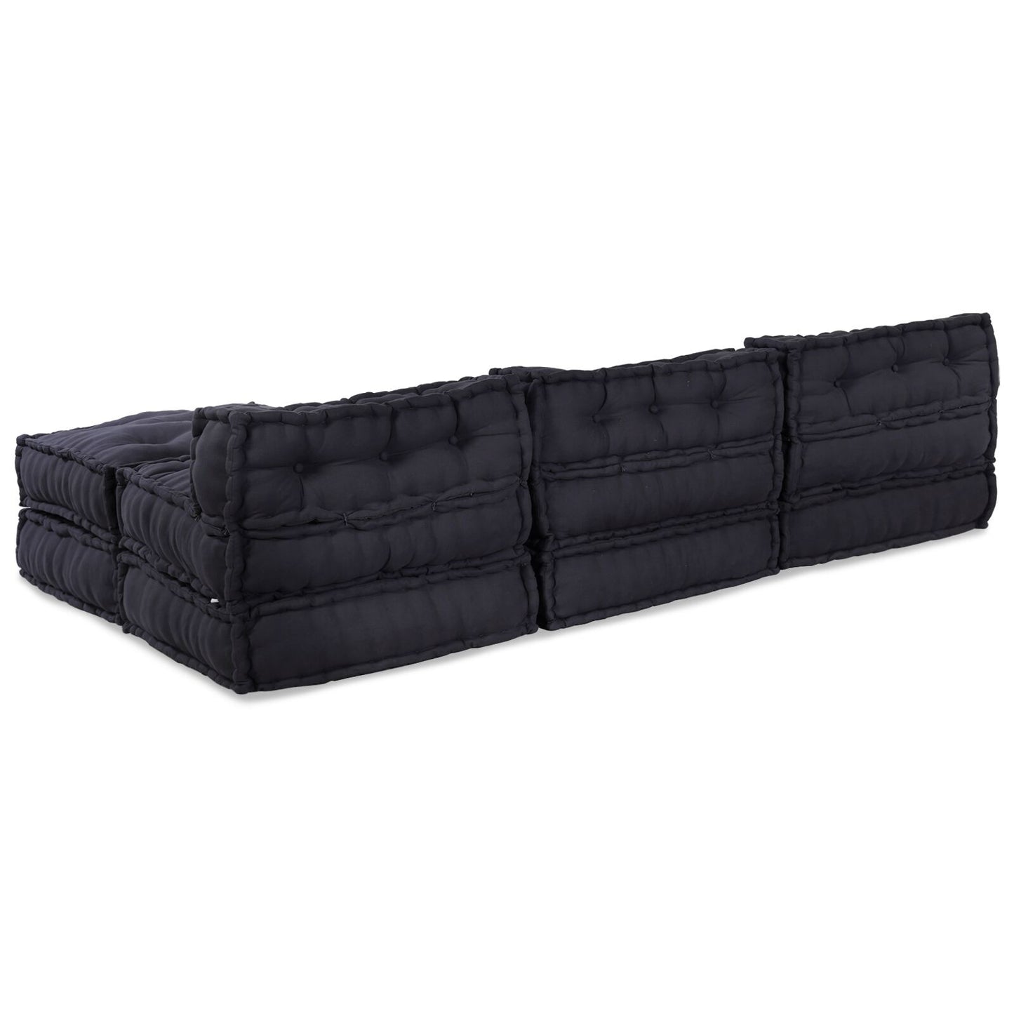 Modulaire Poefs 4 Stuks In Antraciet Stof Anthraciet 70 x 70 x 54 cm Lounge + 3x midden