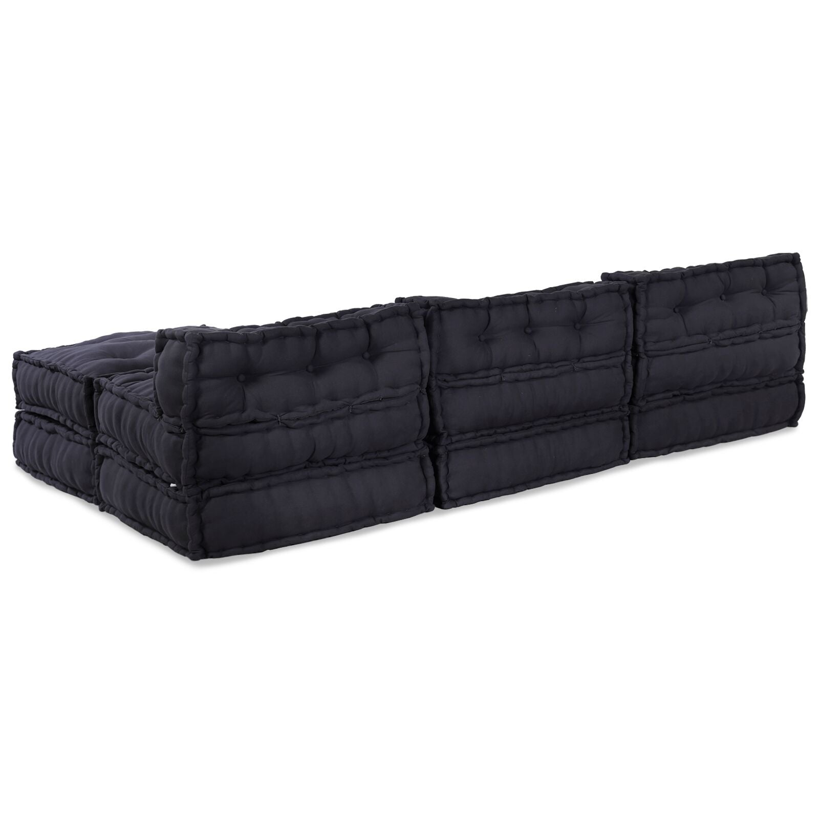 Modulaire Poefs 4 Stuks In Antraciet Stof Anthraciet 70 x 70 x 54 cm Lounge + 3x midden