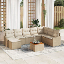 9-Delige Tuin Sofa Set Met Kussens Beige Poly Riet Acacia