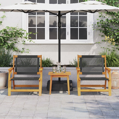 Tuinstoelen Met Tafel 3-Delige Set - Zwart Massief Acaciahout
