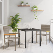 Garden dining set with cushion 3 pcs Grey poly rattan