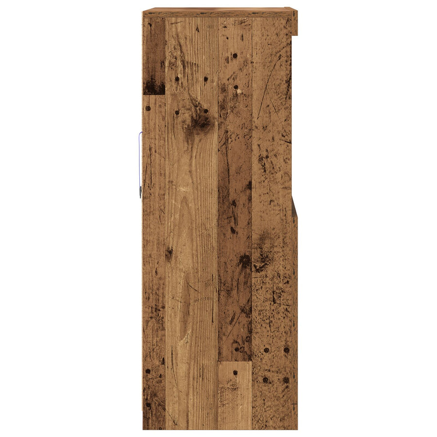 Dressoir Met Led-Verlichting Oud Hout 60X37X100 Cm Oude hout