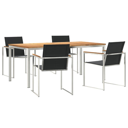 5-delige Tuin Eettafel Set Massief Teakhout, vidaXL Buiten Eettafel 180x90x75 cm Massief Teakhout