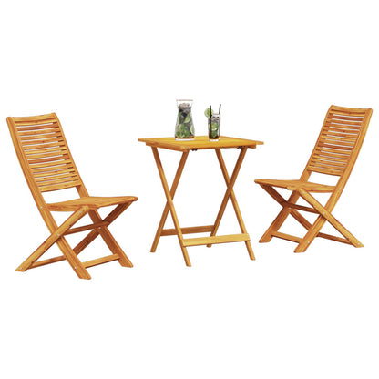 3-Delige Opvouwbare Bistroset Van Massief Acaciahout 60 cm tafel lengte 2x stoelen + vierkante tafel
