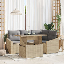 5-Delige Tuin Sofa Set Met Kussens Beige Poly Rattan