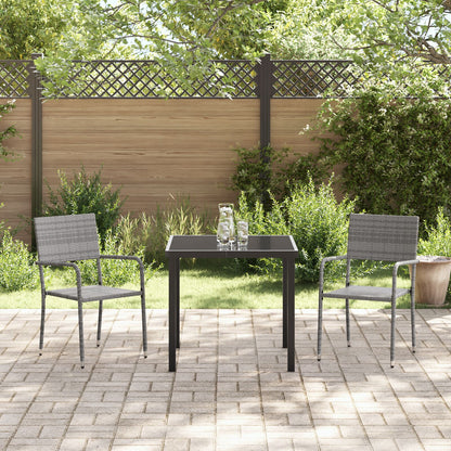 3 Piece Tuindining Set Grijs Poly Rattan
