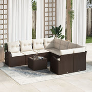 Tuin loungeset poly rattan bruin