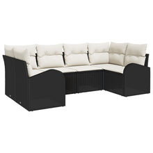 6-Persoons Tuin Sofa Set Met Kussens Zwart Poly Rattan