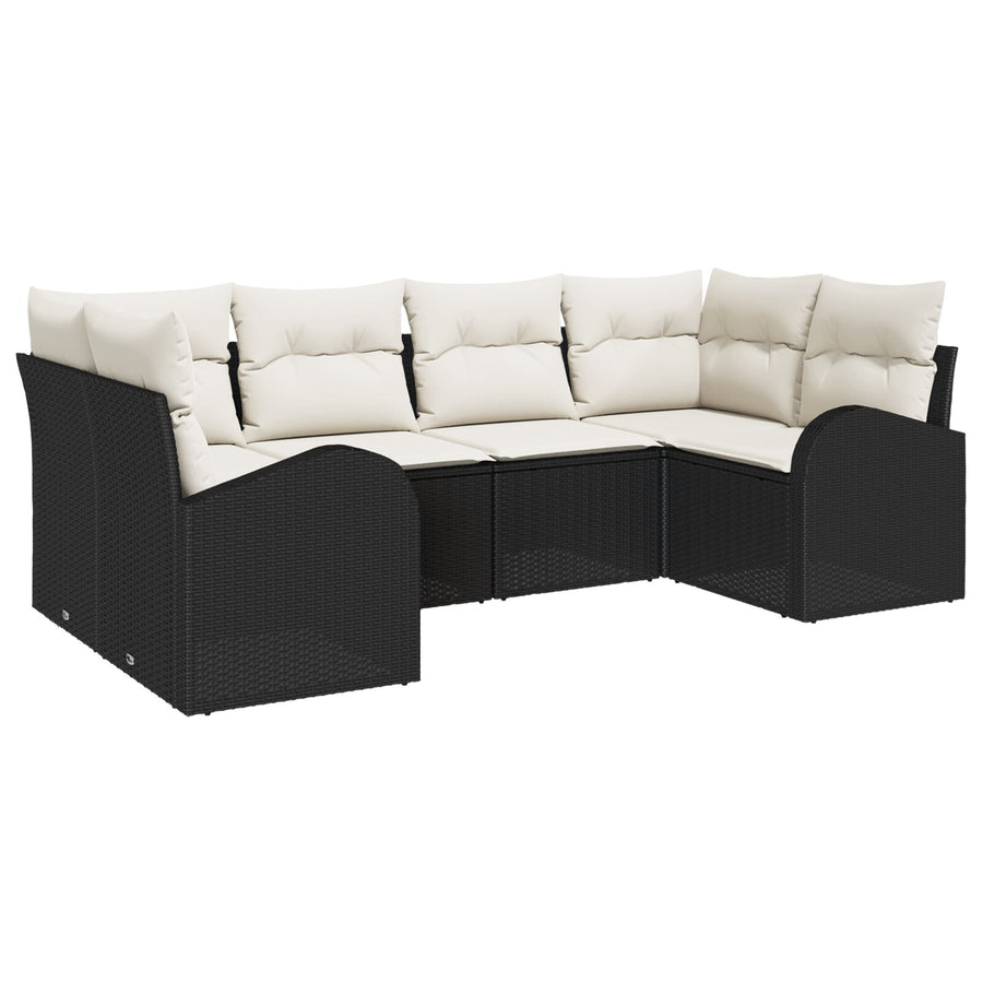 6-Persoons Tuin Sofa Set Met Kussens Zwart Poly Rattan