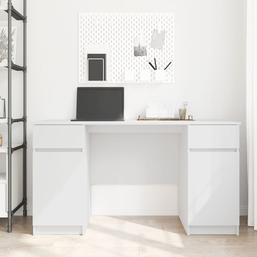Bureau Wit 140X49X76 Cm Bewerkt Hout