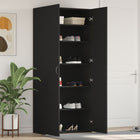 Schoenenkast 80x35.5x180 cm zwart bewerkt hout