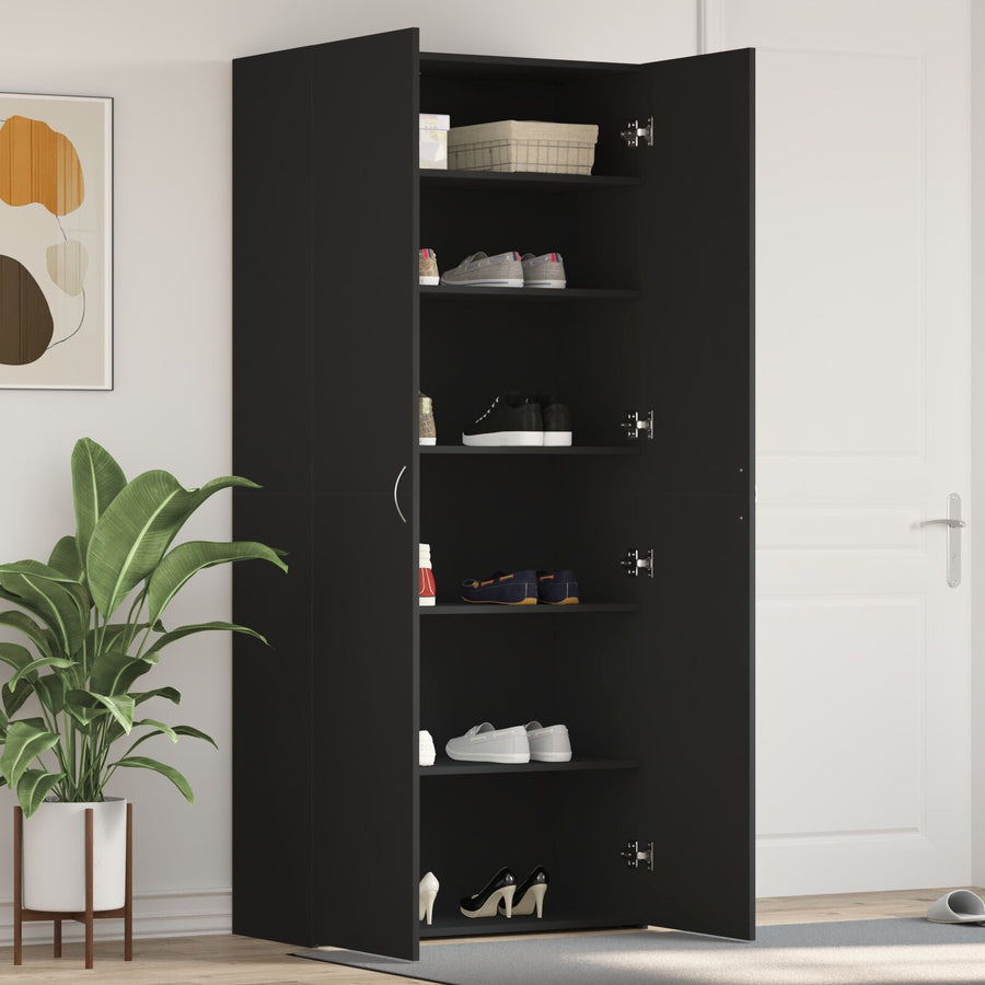 Schoenenkast Zwart Mdf Schoenenkast Rechthoekig Modern Deuren