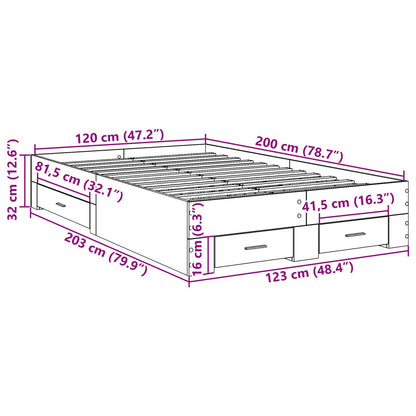 Bedframe Zonder Matras Met Lades Dubbel Gelaagd Hout