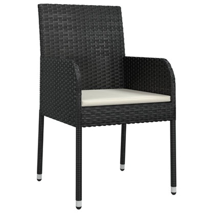 5-Delige Tuin Eetset Met Kussens Zwarte Poly Rattan
