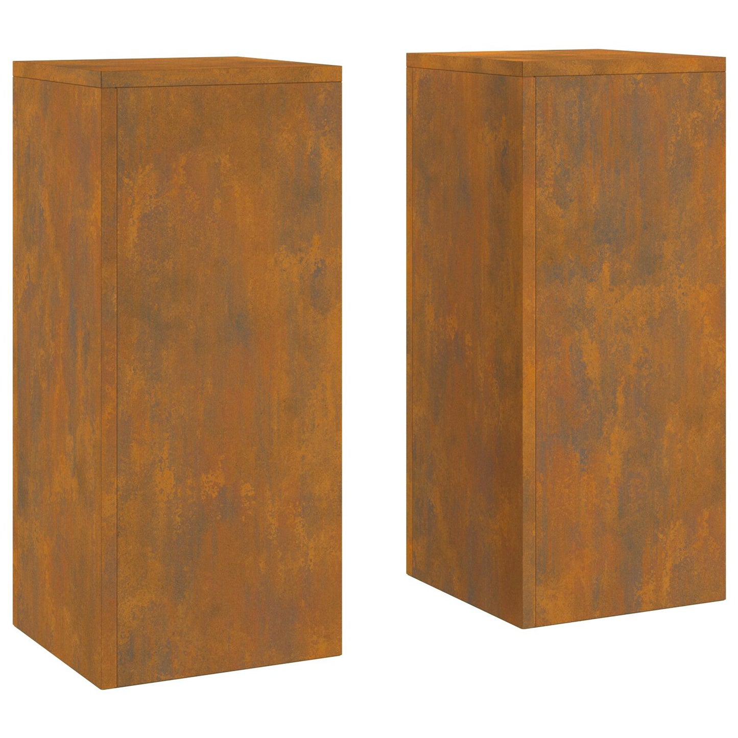 Buitenplantstands Pilaar 2 Stuks 24X24X55 Cm Verweringsstaal 2x (55 cm)