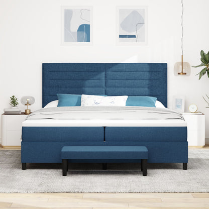 Boxspring Bed Met Matras & Bank Stof Blauw 200 x 200 cm Lijnen ontwerp