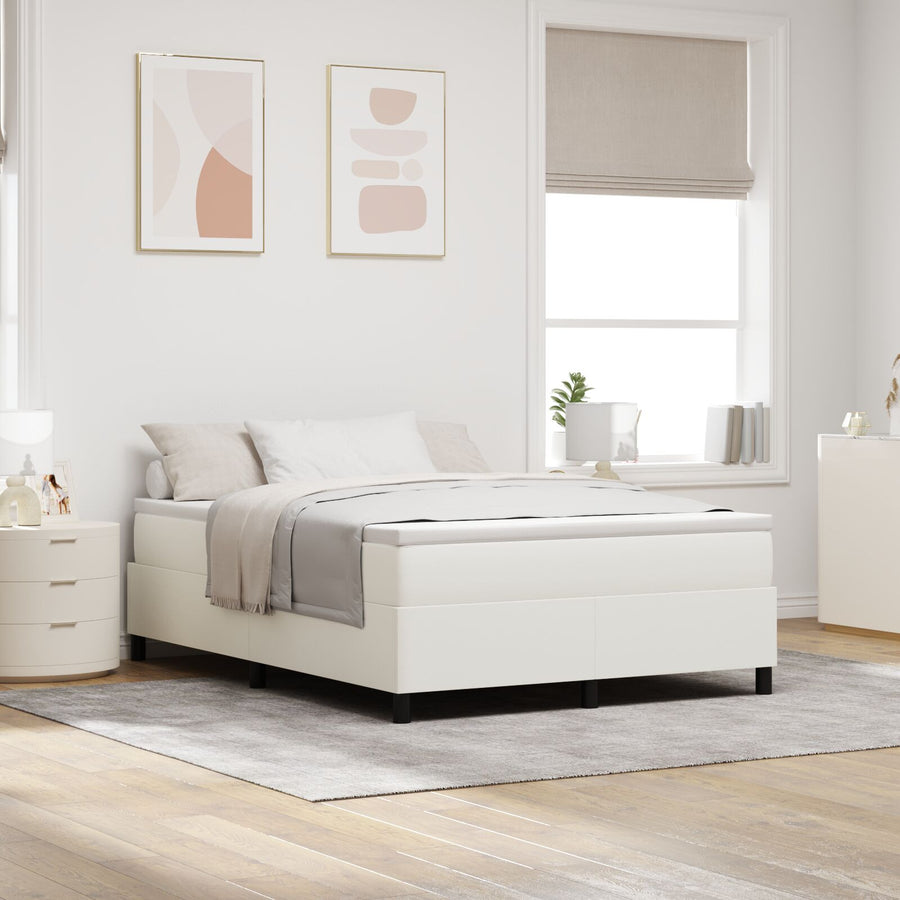 Boxspringbed Met Matras Crème 160X200 Cm Corduroy Stof