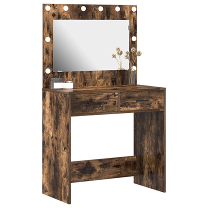 Dressing Table Met Led Lichten Gerookt Eiken 78.5 x 41 x 135 cm