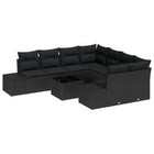 Garden Sofa Set with Cushions 9 pcs Black poly rattan