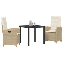 3-Delige Tuin Eetset Met Kussens Beige Poly Rattan