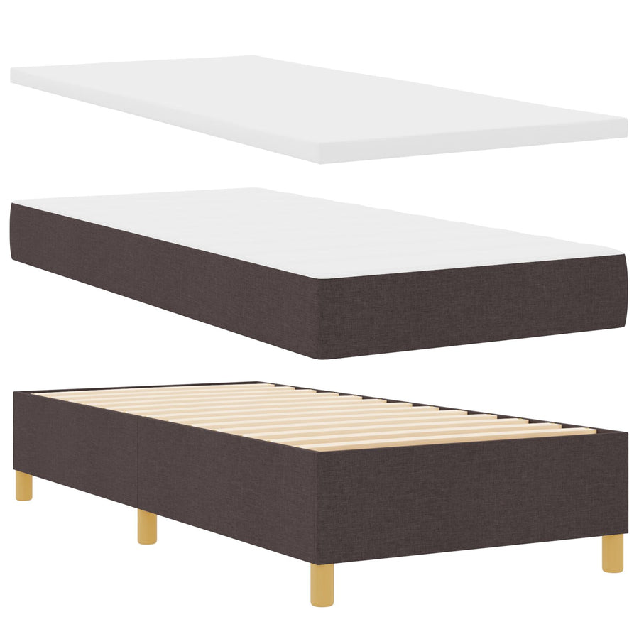 Boxspringbed Met Matras Donkerbruin 90X200 Cm Stof Blauw