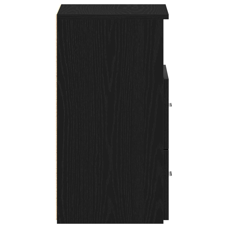 Nachtkastjes 2 Stuks Zwart Eiken 50X32X60Cm Bewerkt Hout