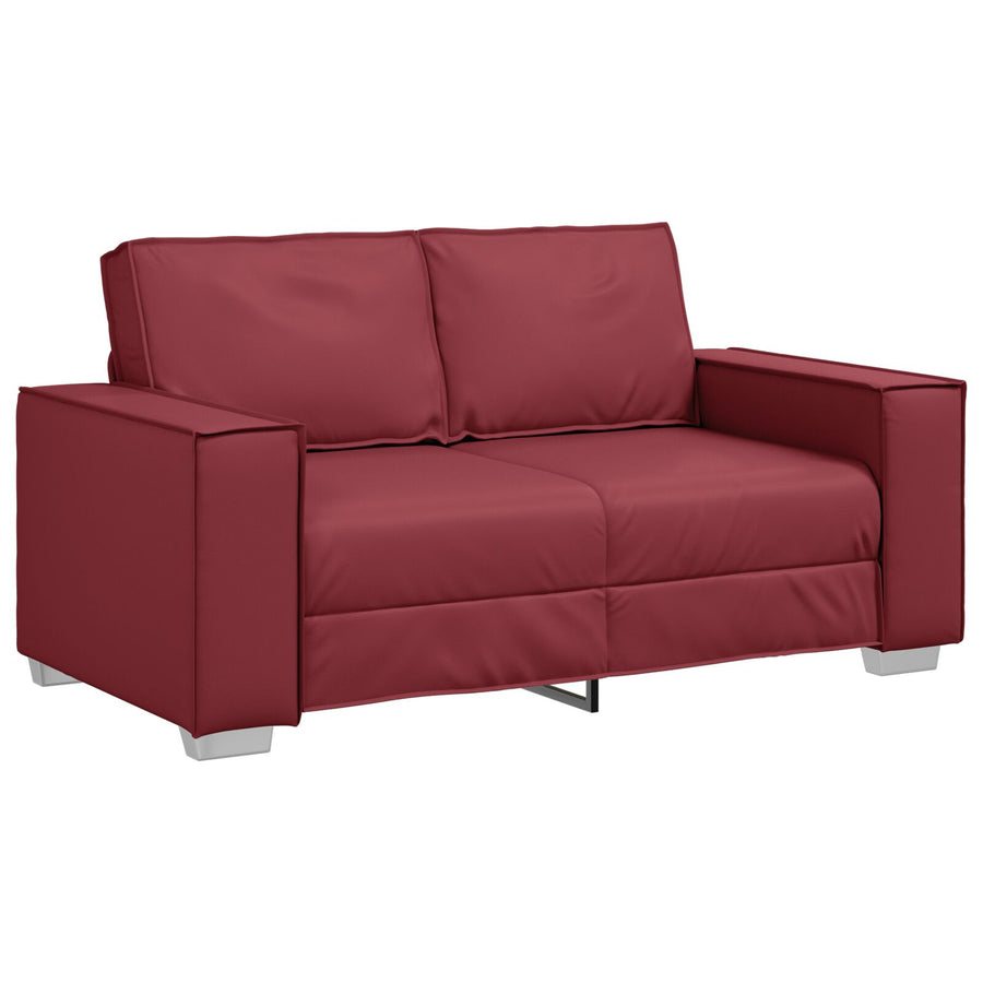 Loveseat Bank Faux Leer Wijnrood 120 cm