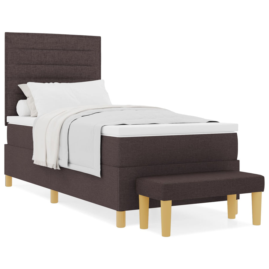 Boxspringbed Met Matras En Bank Stof Donkerbruin 100 x 200 cm Lijnen ontwerp