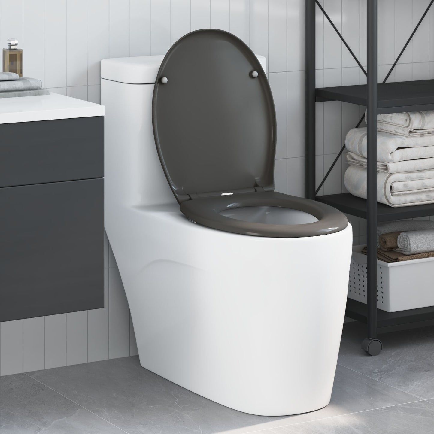 Snelsluittoiletzitting Met Zachte Sluiting Duroplast Anthraciet