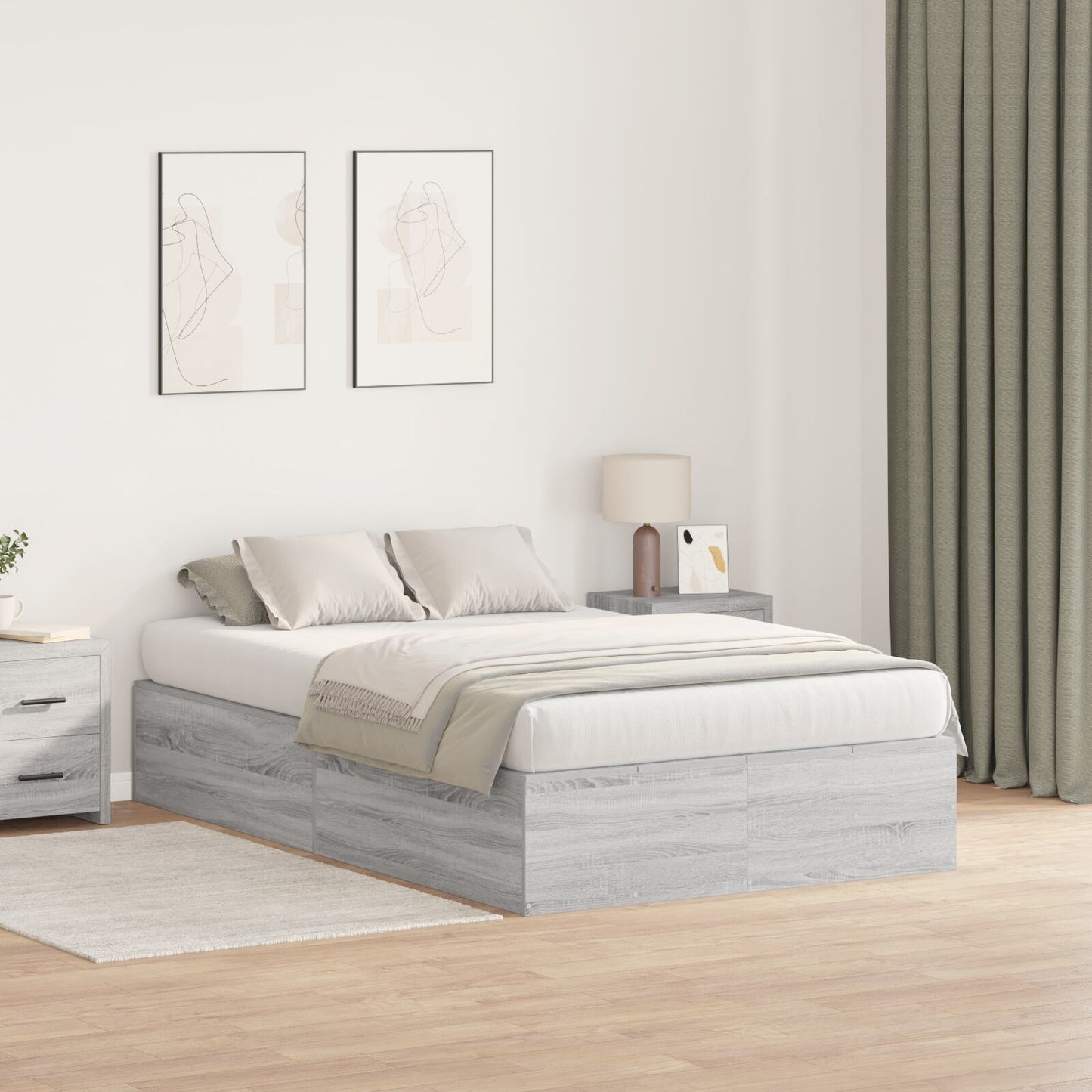 Opbergbedframe Grijs Sonoma 120 x 200 cm