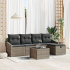 Loungeset 5 personen polyrattan grijs