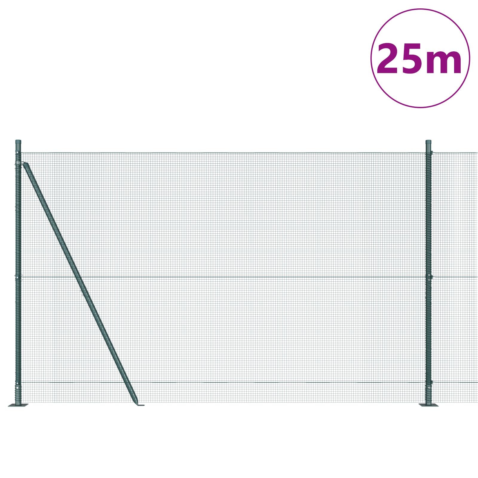 Gelaste Draadhek Met 13 Flens Posten Groen 1.6X25 M Staal Gegalvaniseerd Staal