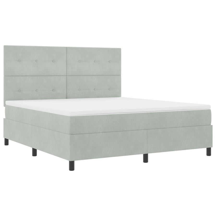 Boxspring Bed Met Matras Lichtgrijs Super King Velvet Blauw
