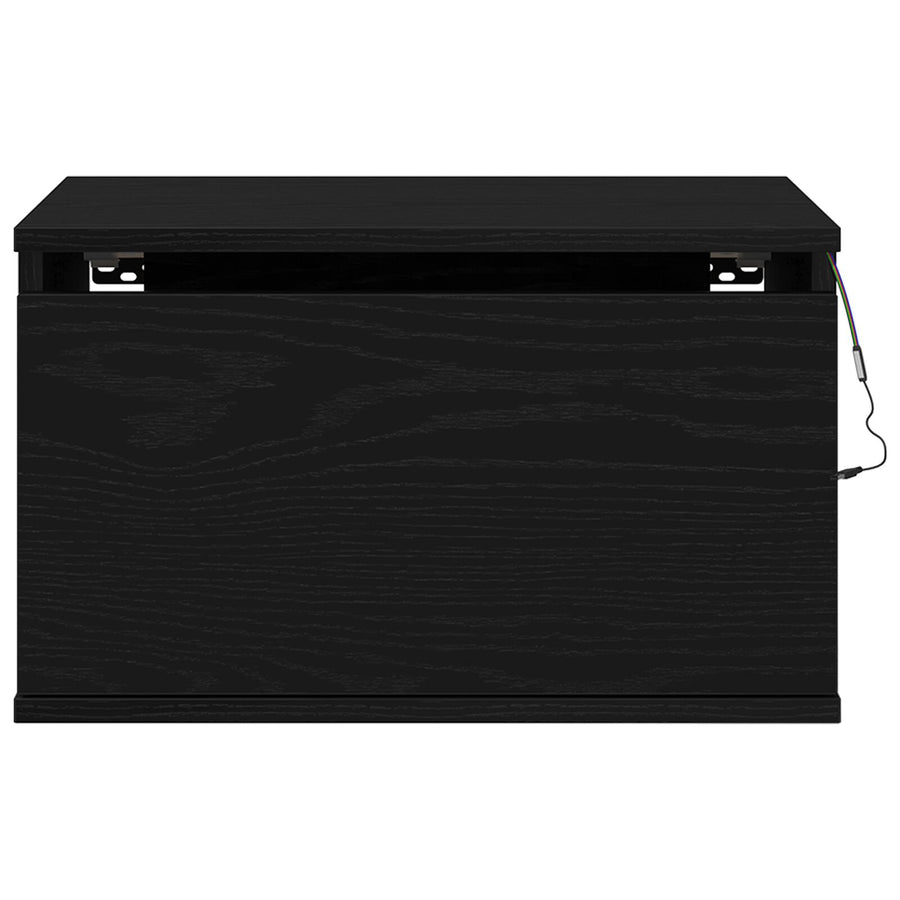 Nachtkastje Met Led Muurbevestigd 50X36X30 Cm 1 Zwart eiken