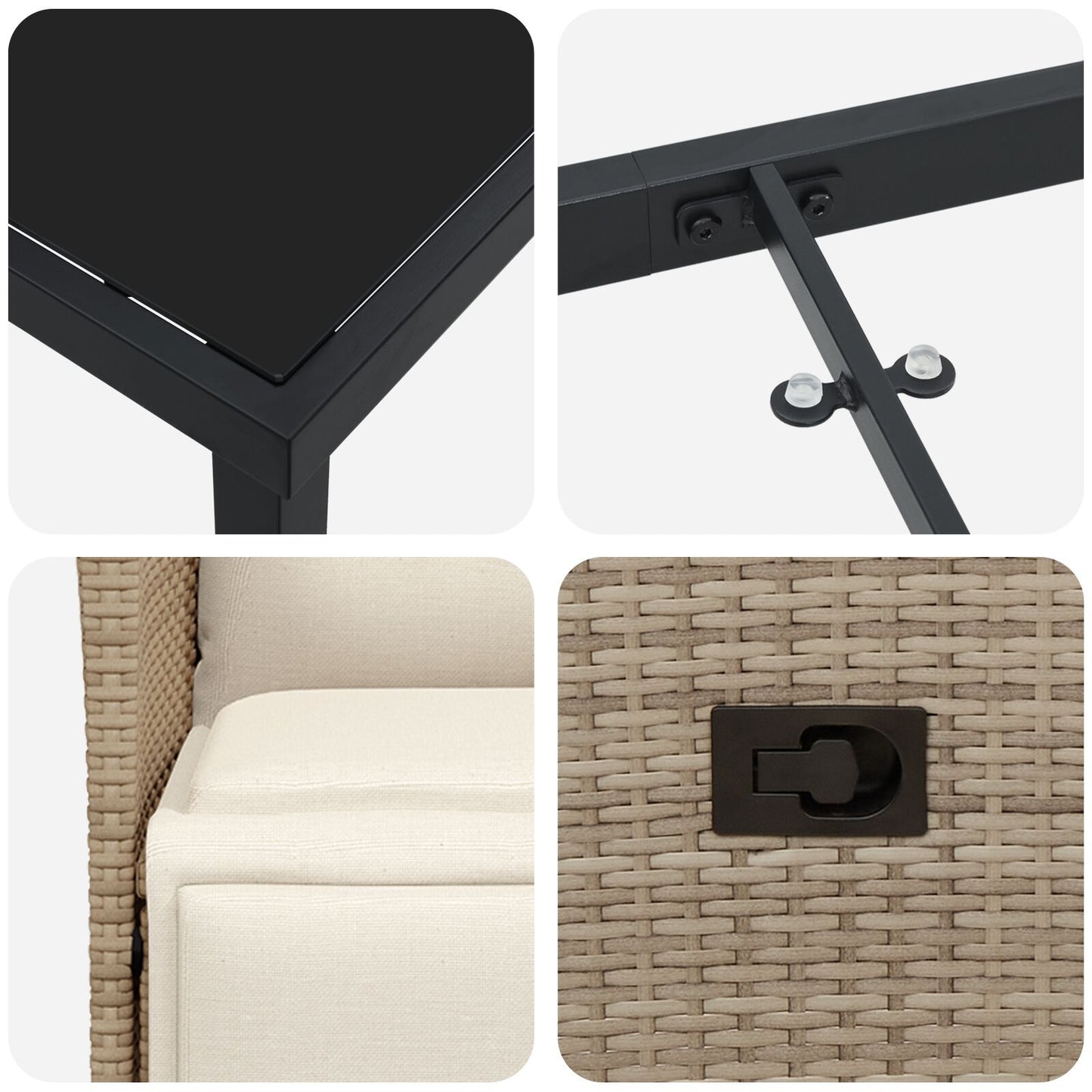 5-Delige Tuinset Met Kussens Beige Poly Rattan