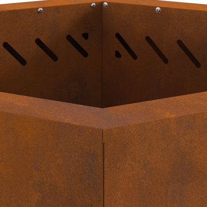 Rookloze Vuurkorf Hexagonaal Weerbestendig Staal 58 x 58 x 51 cm Verweerd staal/Bruin