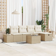 Loungeset polyrattan 5 personen beige