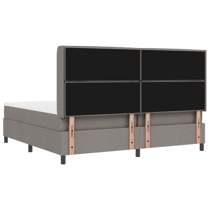 Boxspring Bed Met Matras & Led Taupe 200X200 Cm Stof Blauw