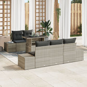 Loungeset poly rattan lichtgrijs 6-delig