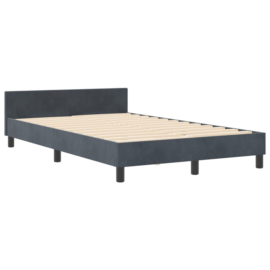 Bedframe Donkergrijs 120X190 Cm Fluweel Crème