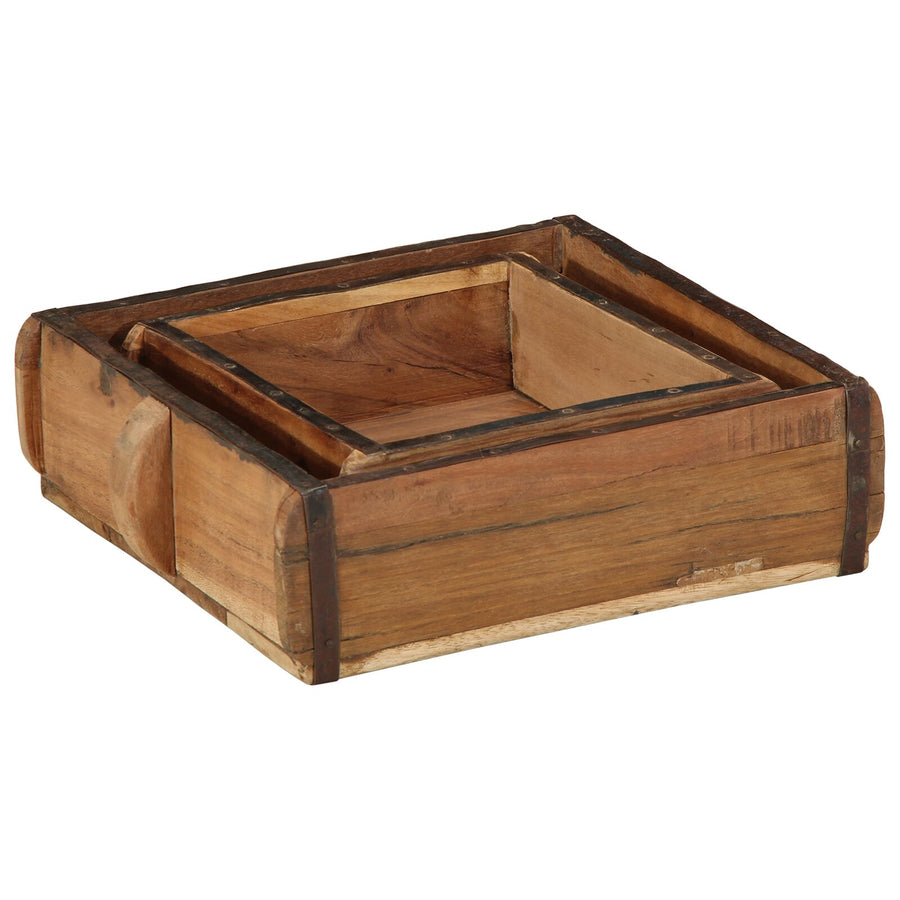 2-Delige Diensten Set Massief Hout Gerecycled 29 x 31 x 10 cm