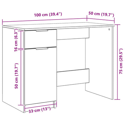 Zwarte Eiken Bureau - 100X50X75 Cm - Gemaakt Van Bewerkt Hout