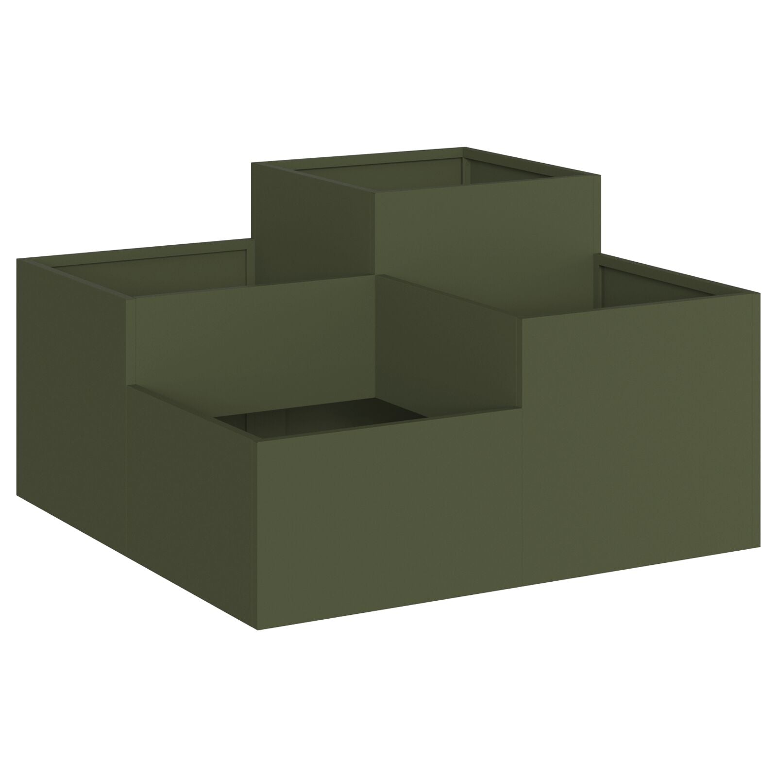 Tuin Planter Staal Olijfgroen 100 x 100 x 48 cm
