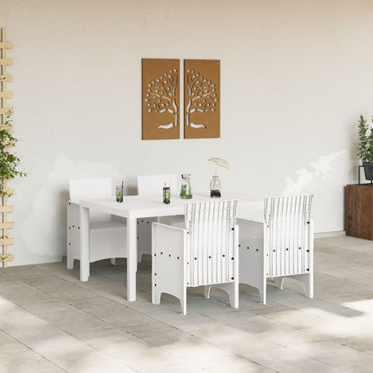 5 Delige Tuin Eettafel Set Wit Poly Rotan