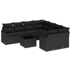 Tuinset poly rattan 9-delig zwart