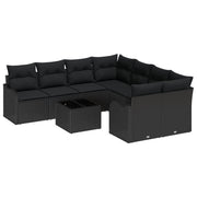 Tuinset poly rattan 9-delig zwart