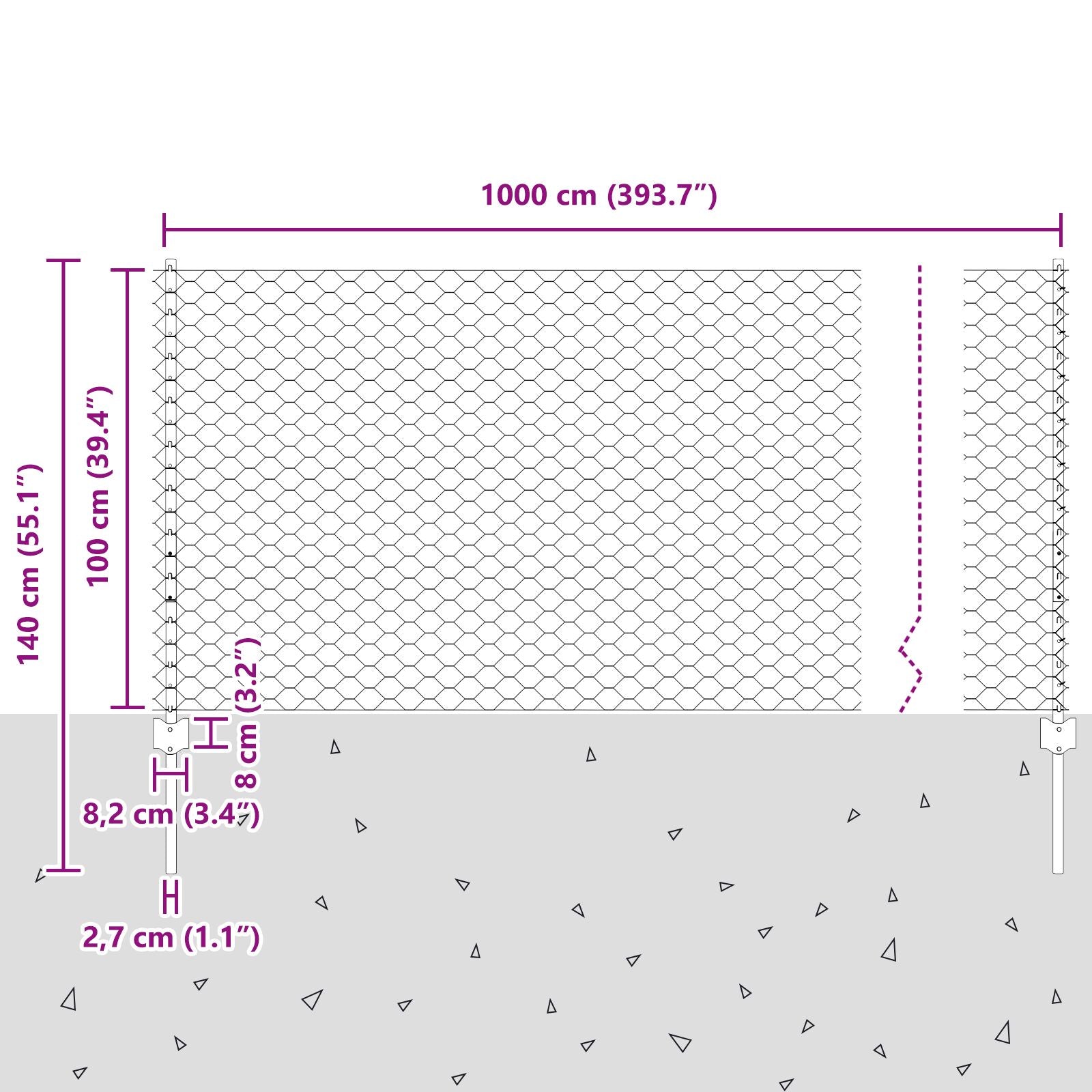 Fence Posts 10 Pcs U-Channel 100 Cm Gegalvaniseerd Staal,  Hexagon Fence 1X10 M Gegalvaniseerd Staal