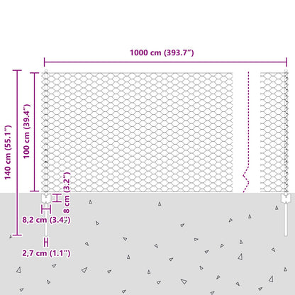 Fence Posts 10 Pcs U-Channel 100 Cm Gegalvaniseerd Staal,  Hexagon Fence 1X10 M Gegalvaniseerd Staal